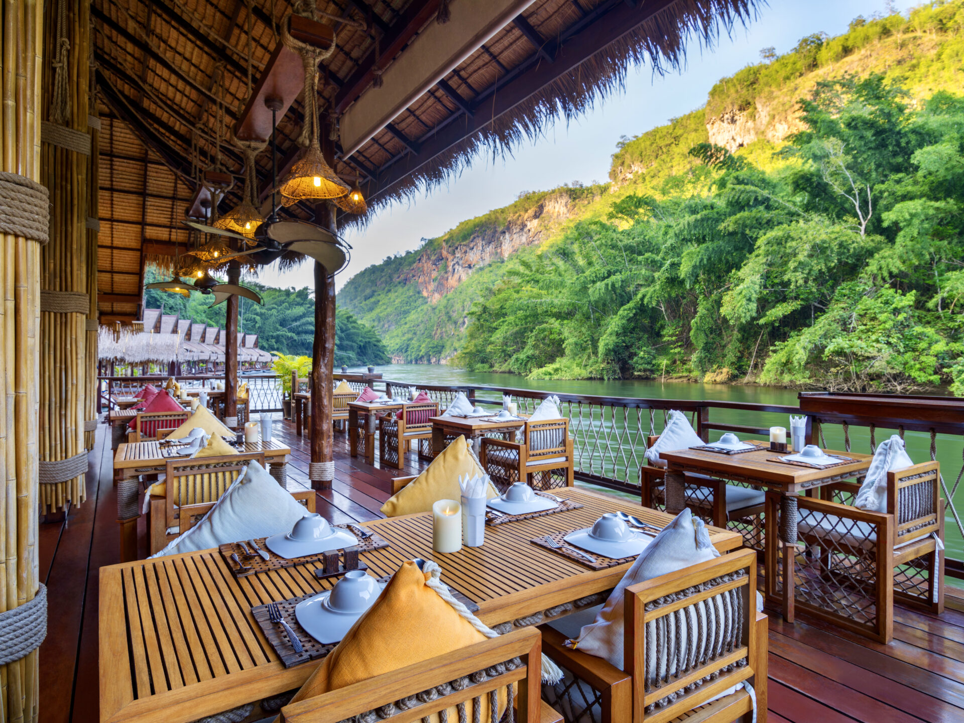 Floating restaurant Kanchanaburi Thailand