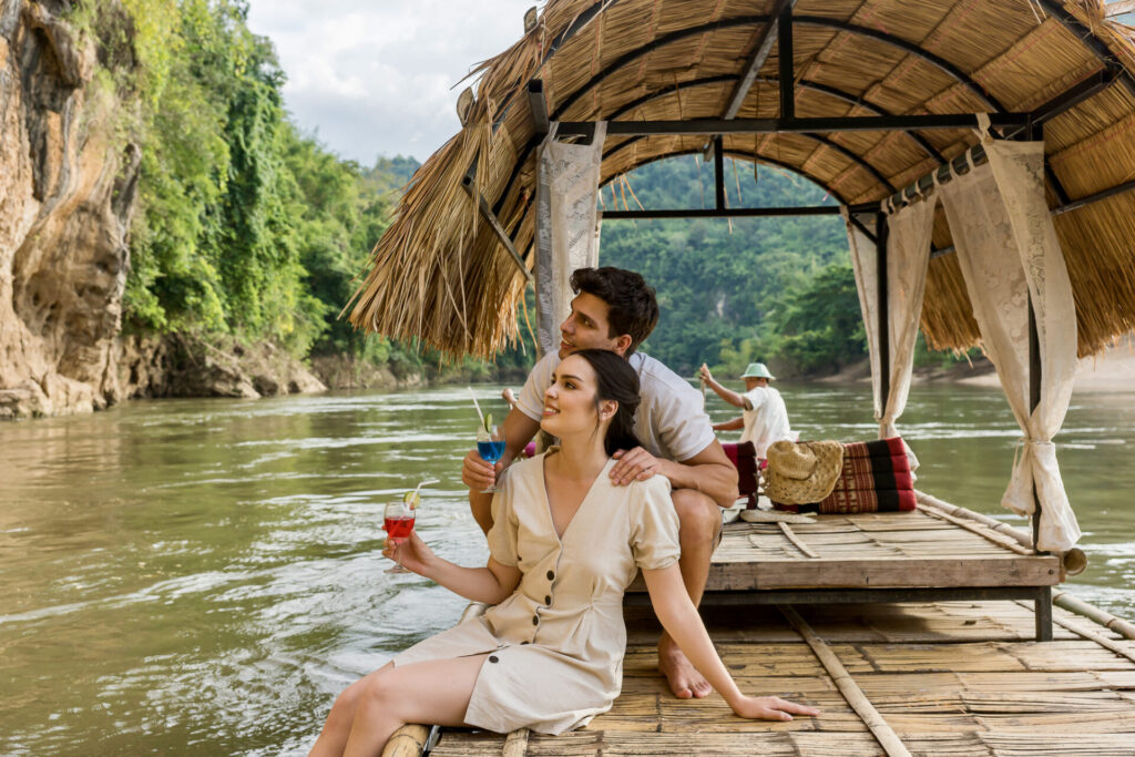 bamboo raft kanchanaburi river kwai